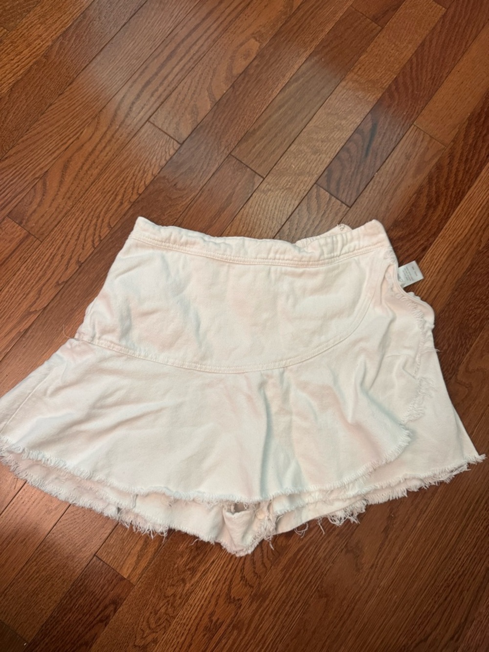 Casual Cream Frayed Hem Skort Shorts